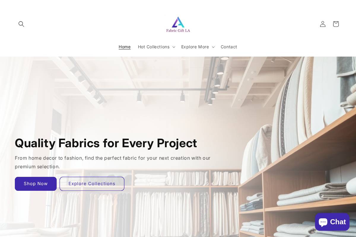 Fabric Gift LA homepage screenshot