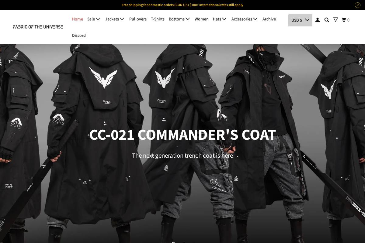 Fabricoftheuniverse homepage screenshot