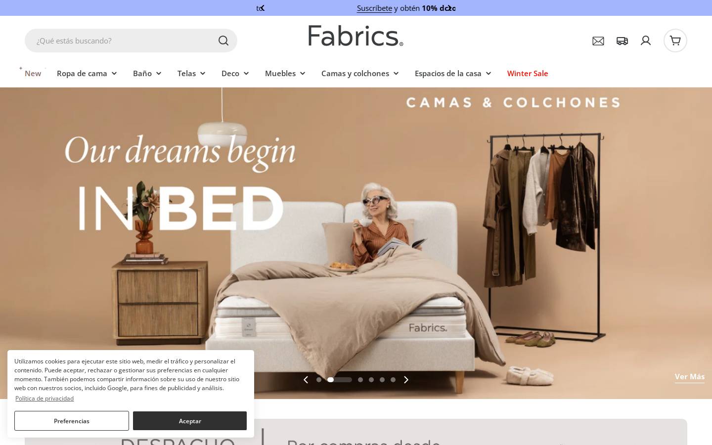 fabrics.cl homepage screenshot