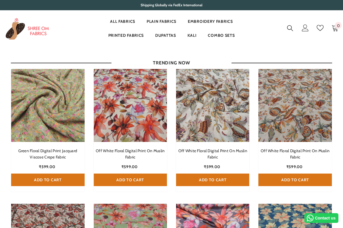 Shree Om Fabrics homepage screenshot