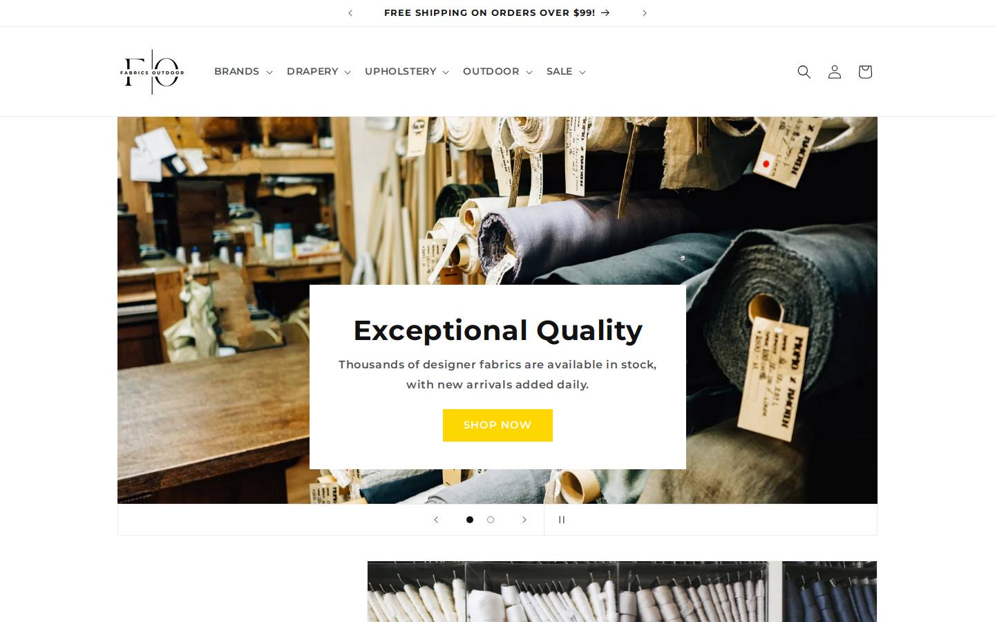 fabricsoutdoor.com homepage screenshot