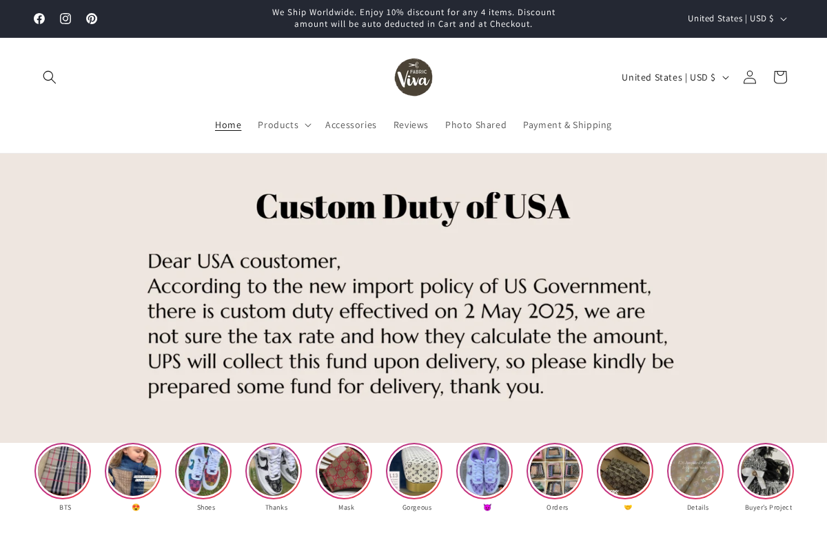 FabricViva homepage screenshot