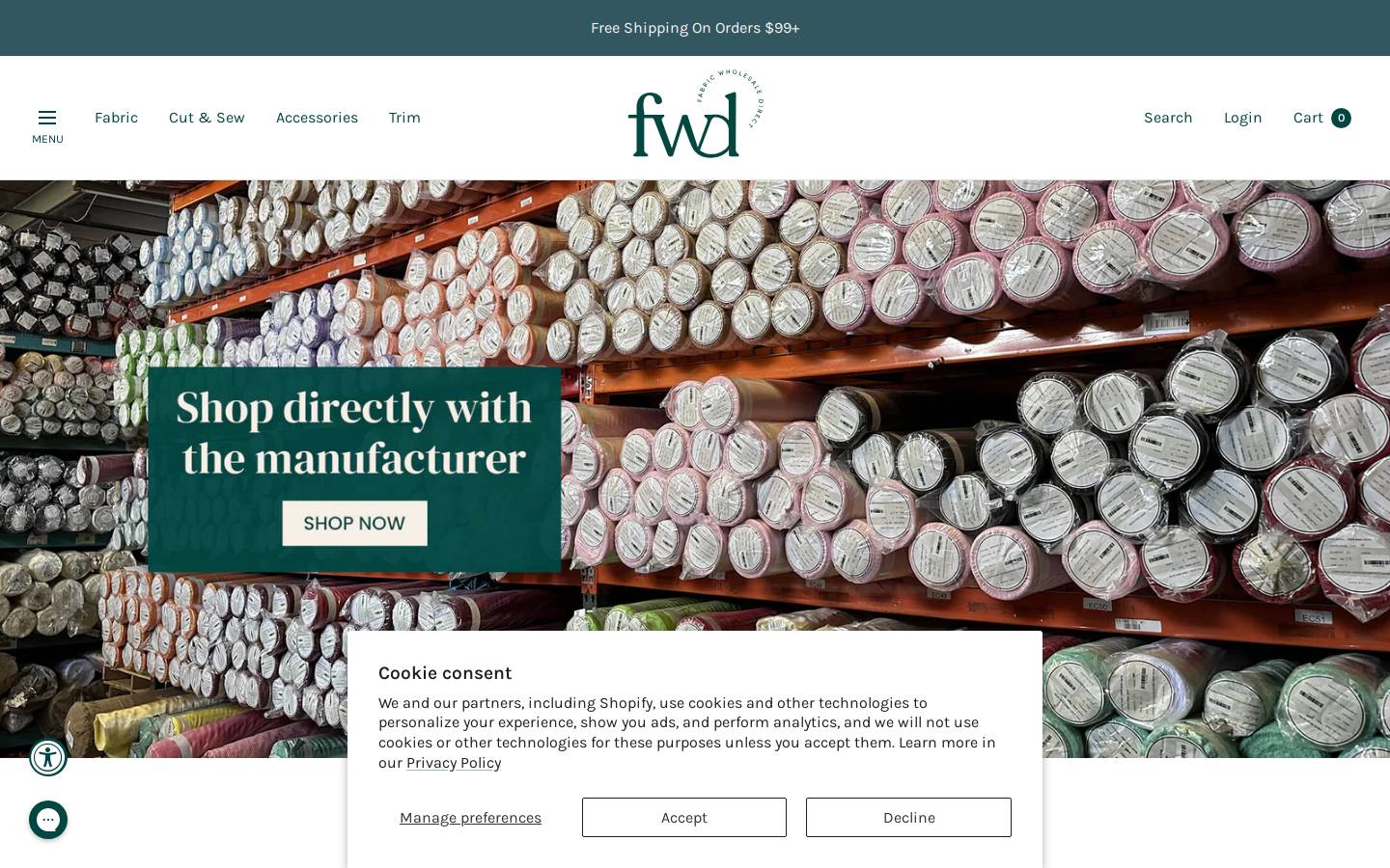 fabricwholesale.com homepage screenshot