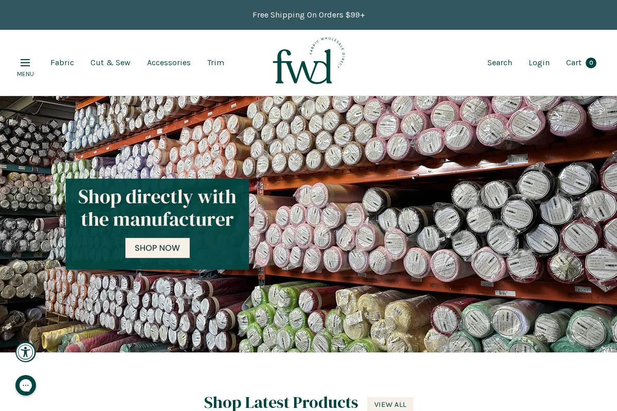 Fabric Wholesale Direct homepage screenshot