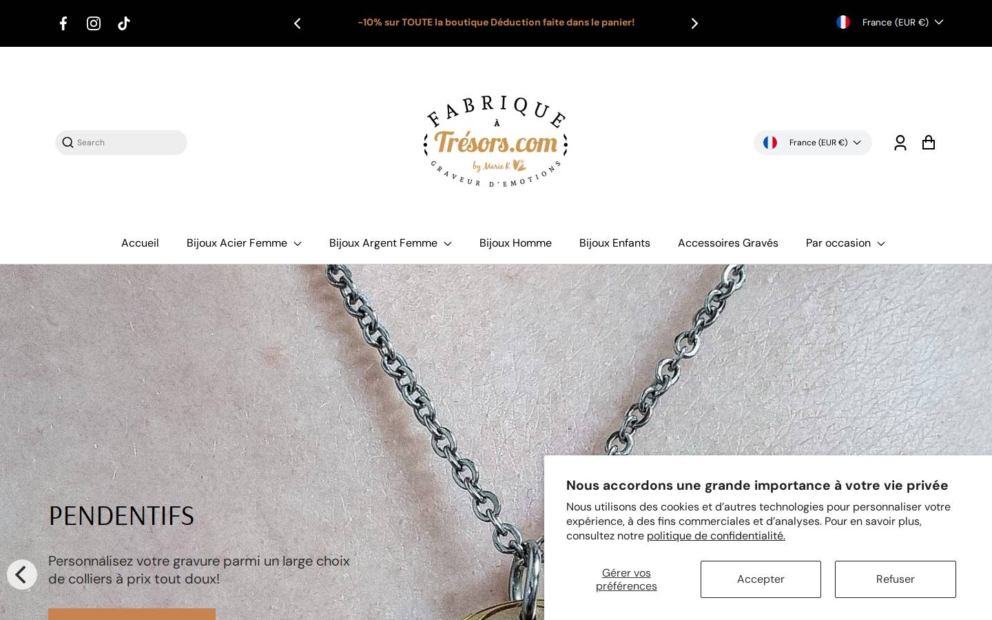 fabriqueatresors.com homepage screenshot