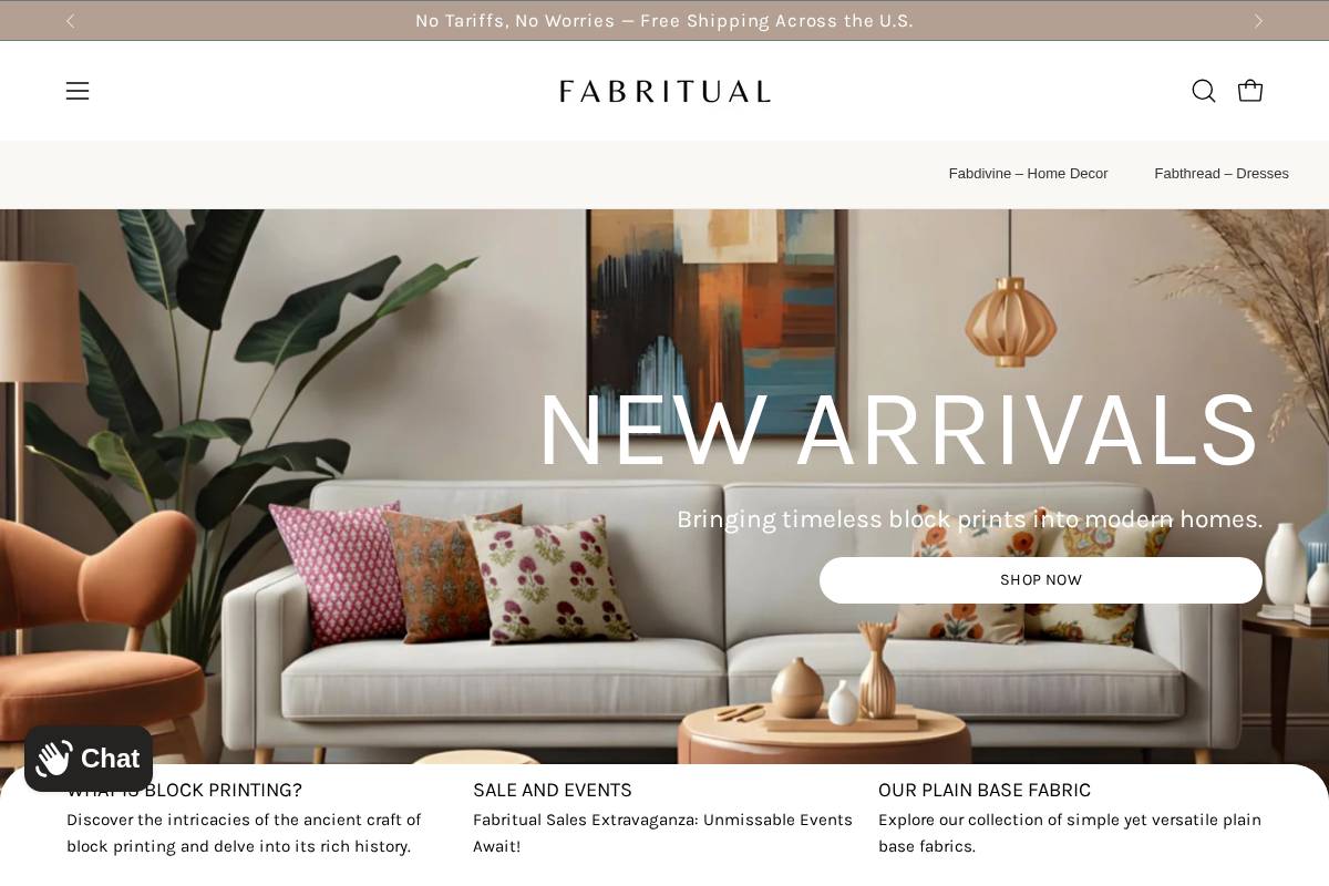 Fabritual homepage screenshot