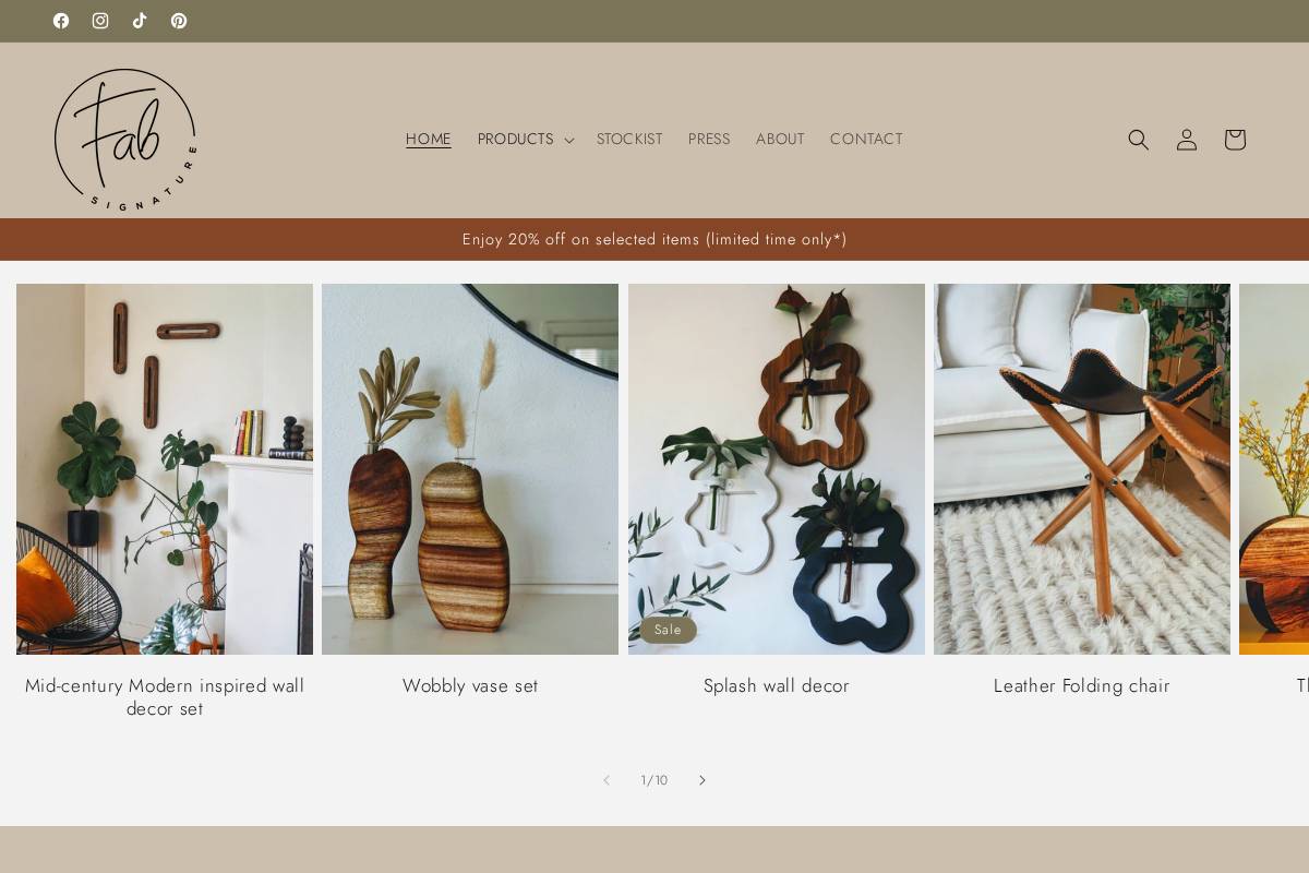 fabsignature.com homepage screenshot