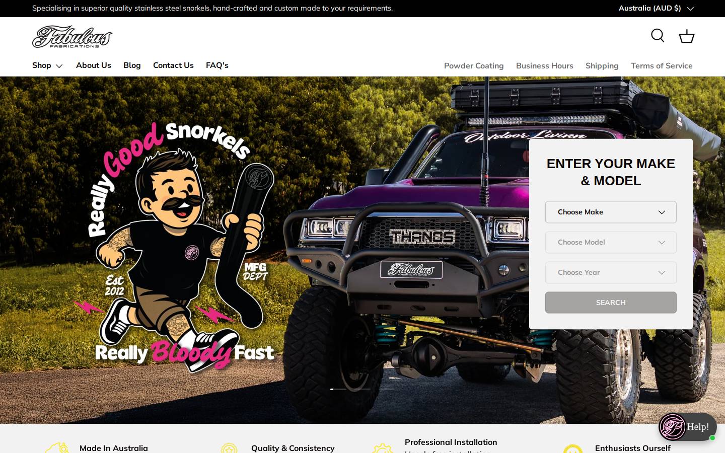 fabulousfab.com.au homepage screenshot