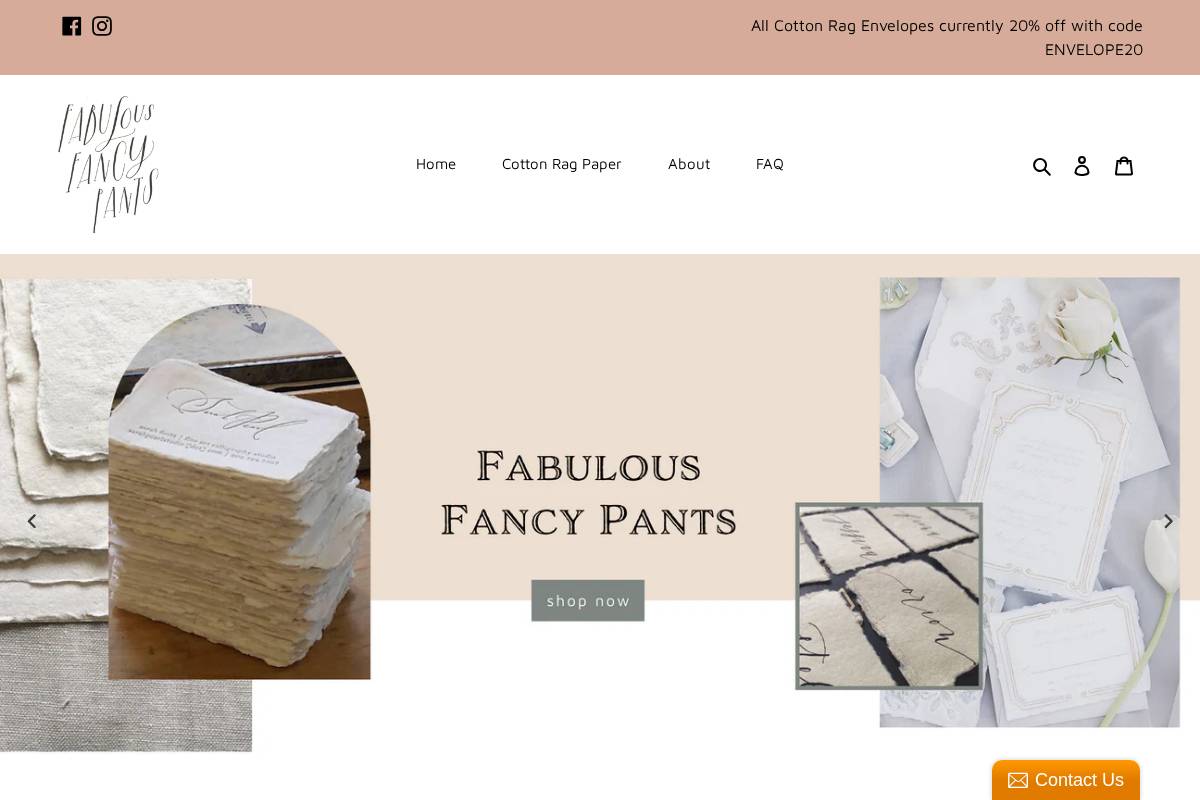 fabulousfancypants.com homepage screenshot