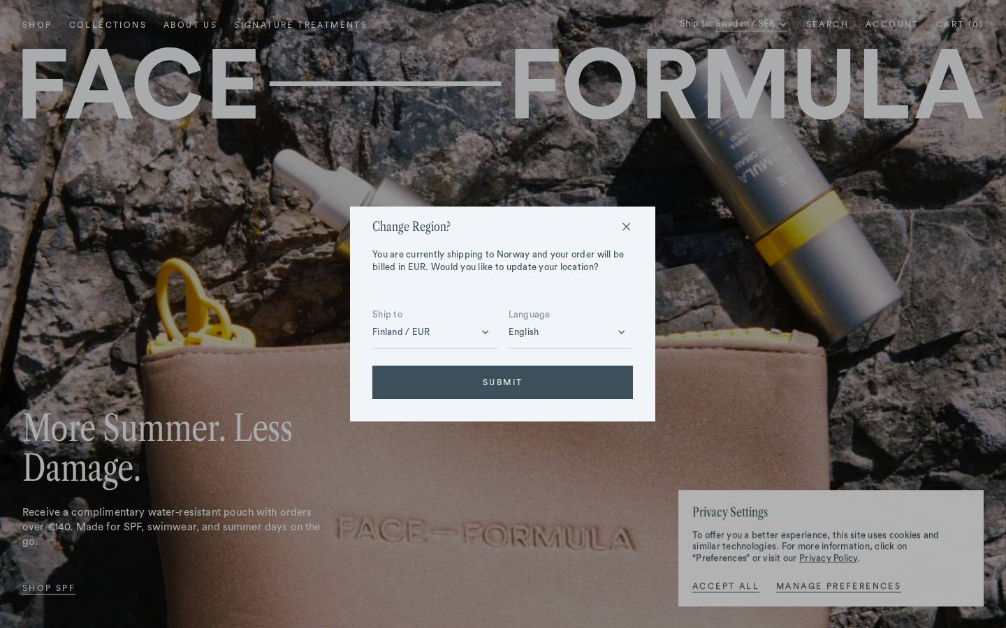 faceformula.com homepage screenshot