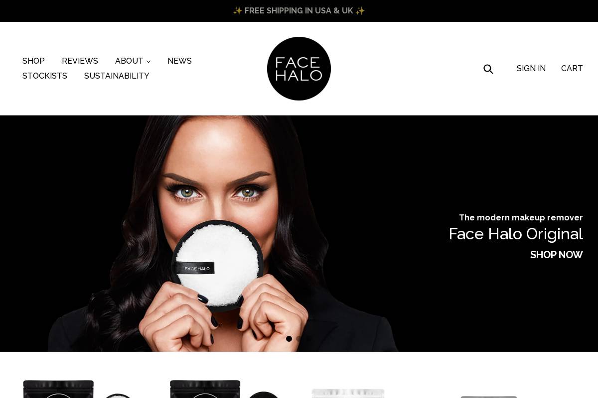 FACE HALO homepage screenshot