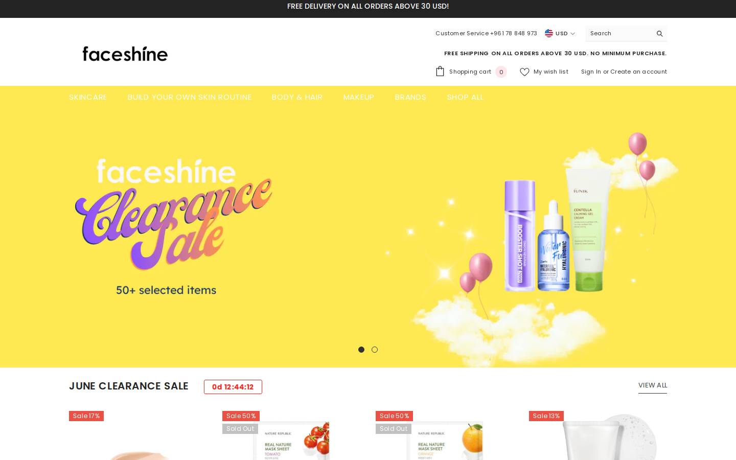faceshine.me homepage screenshot