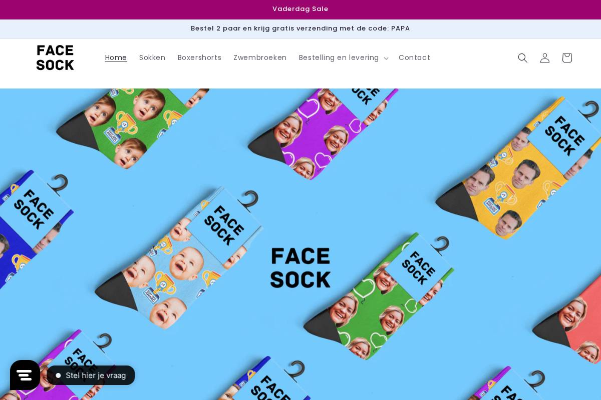 Facesock homepage screenshot