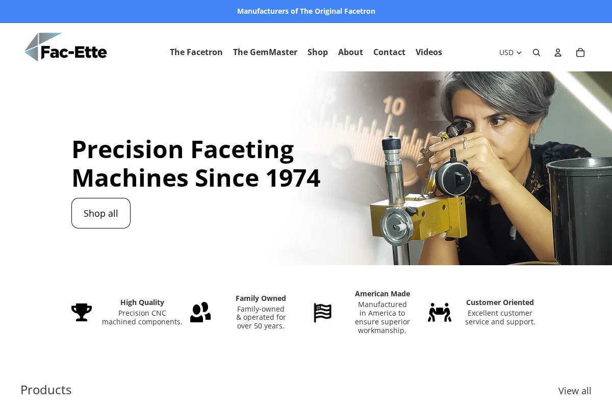 facetron.com homepage screenshot