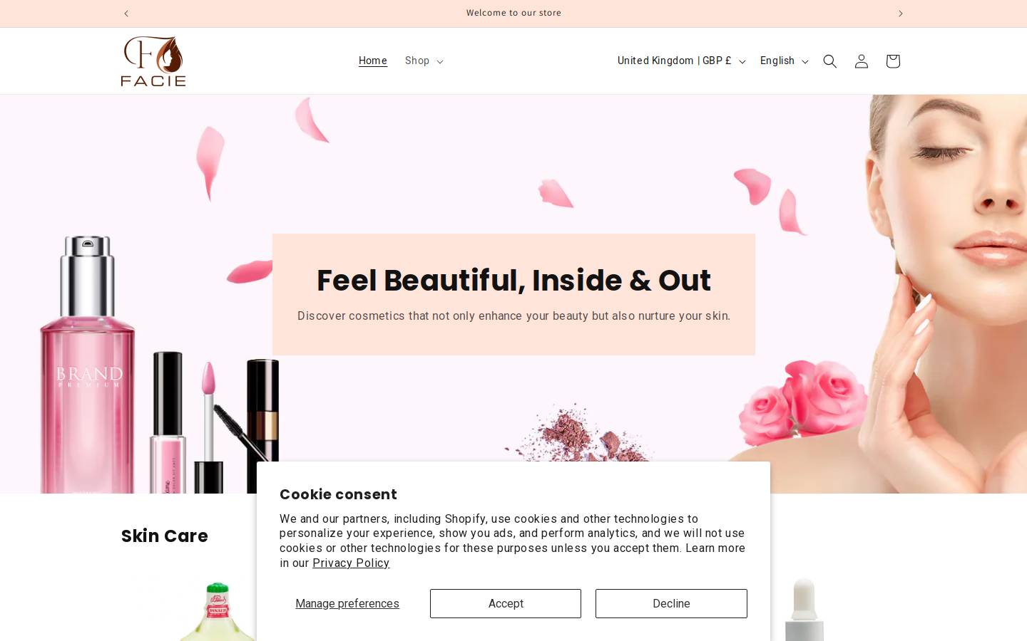 facie.co.uk homepage screenshot