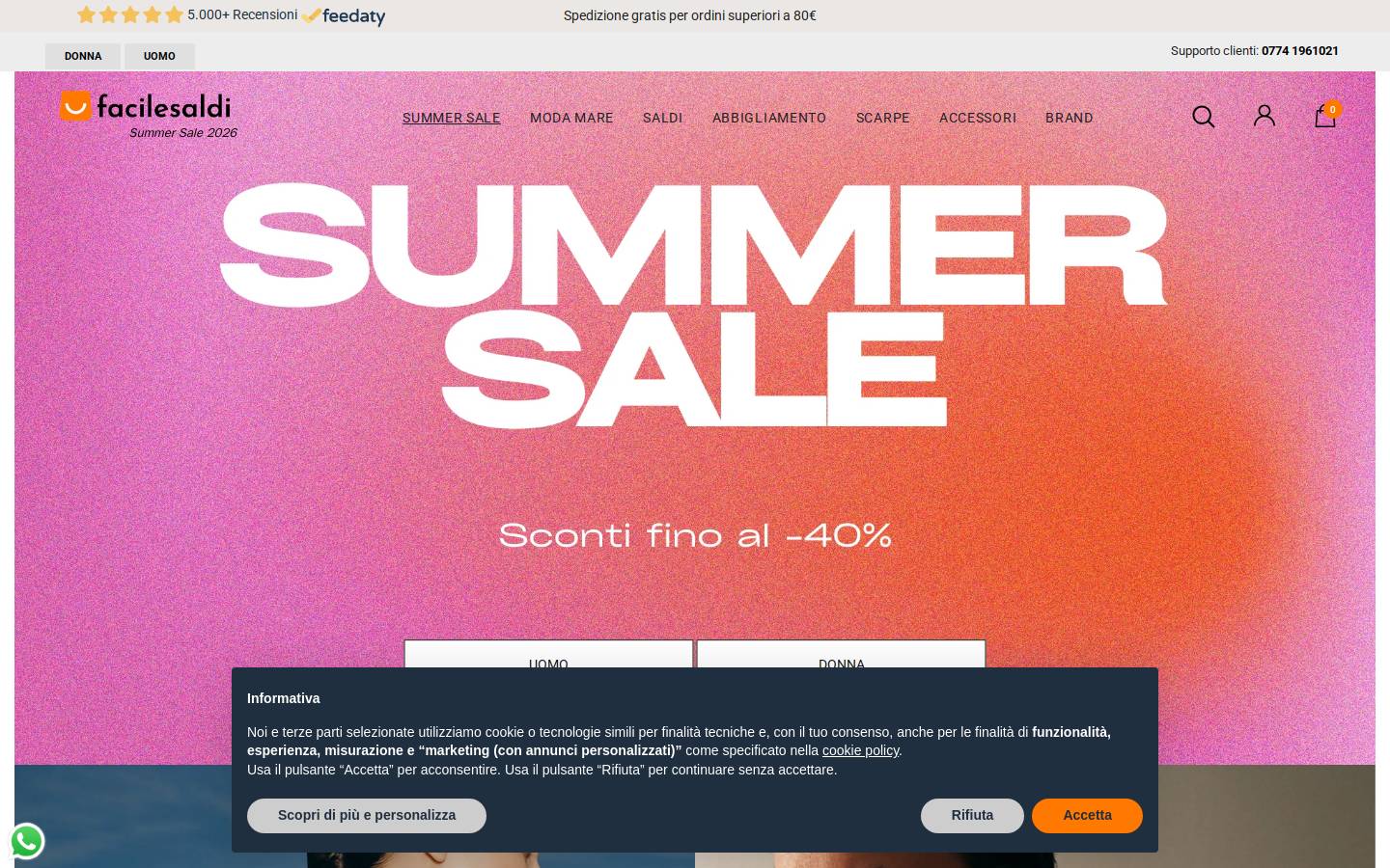 facilesaldi.com homepage screenshot