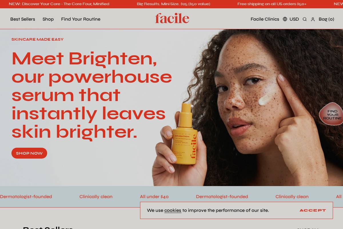 Facileskin homepage screenshot