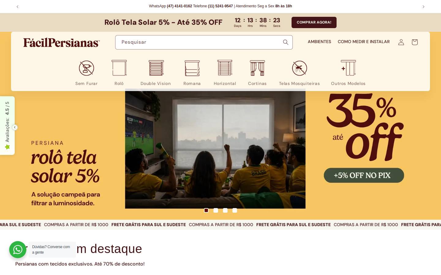 facilpersianas.com.br homepage screenshot