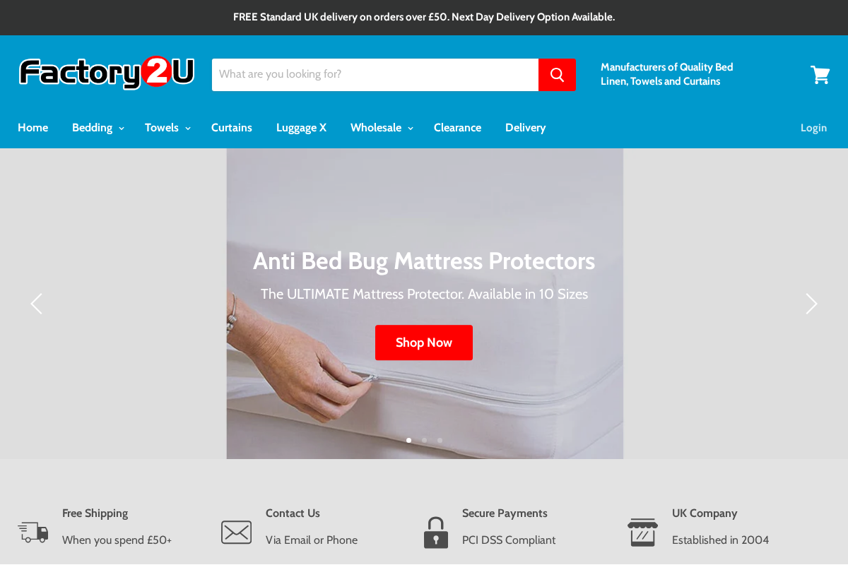 Factory2u homepage screenshot