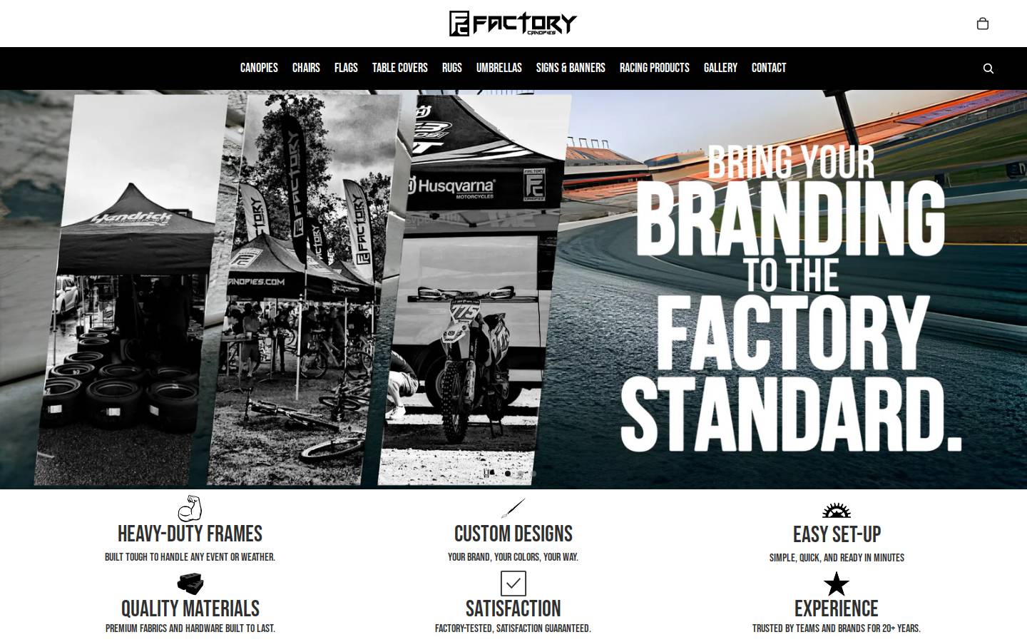 factorycanopies.net homepage screenshot