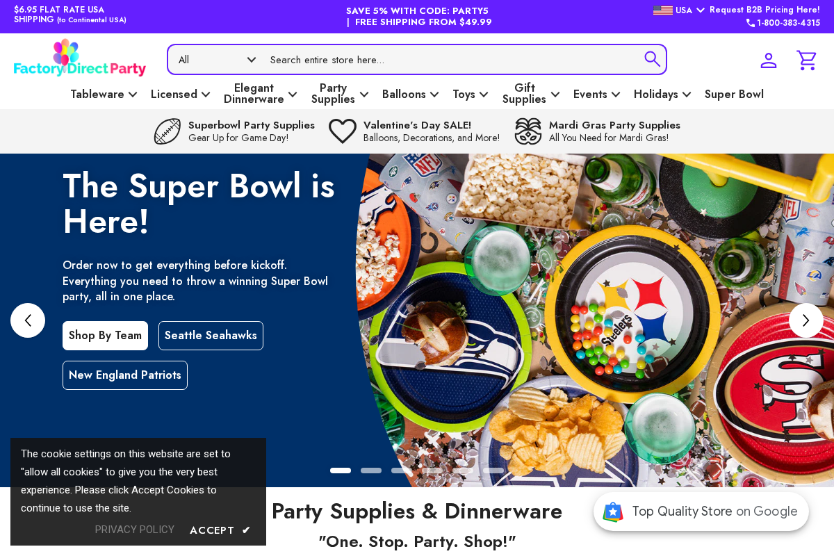Factory Direct Party homepage screenshot