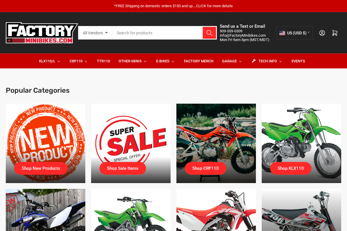 Factory Minibikes homepage screenshot