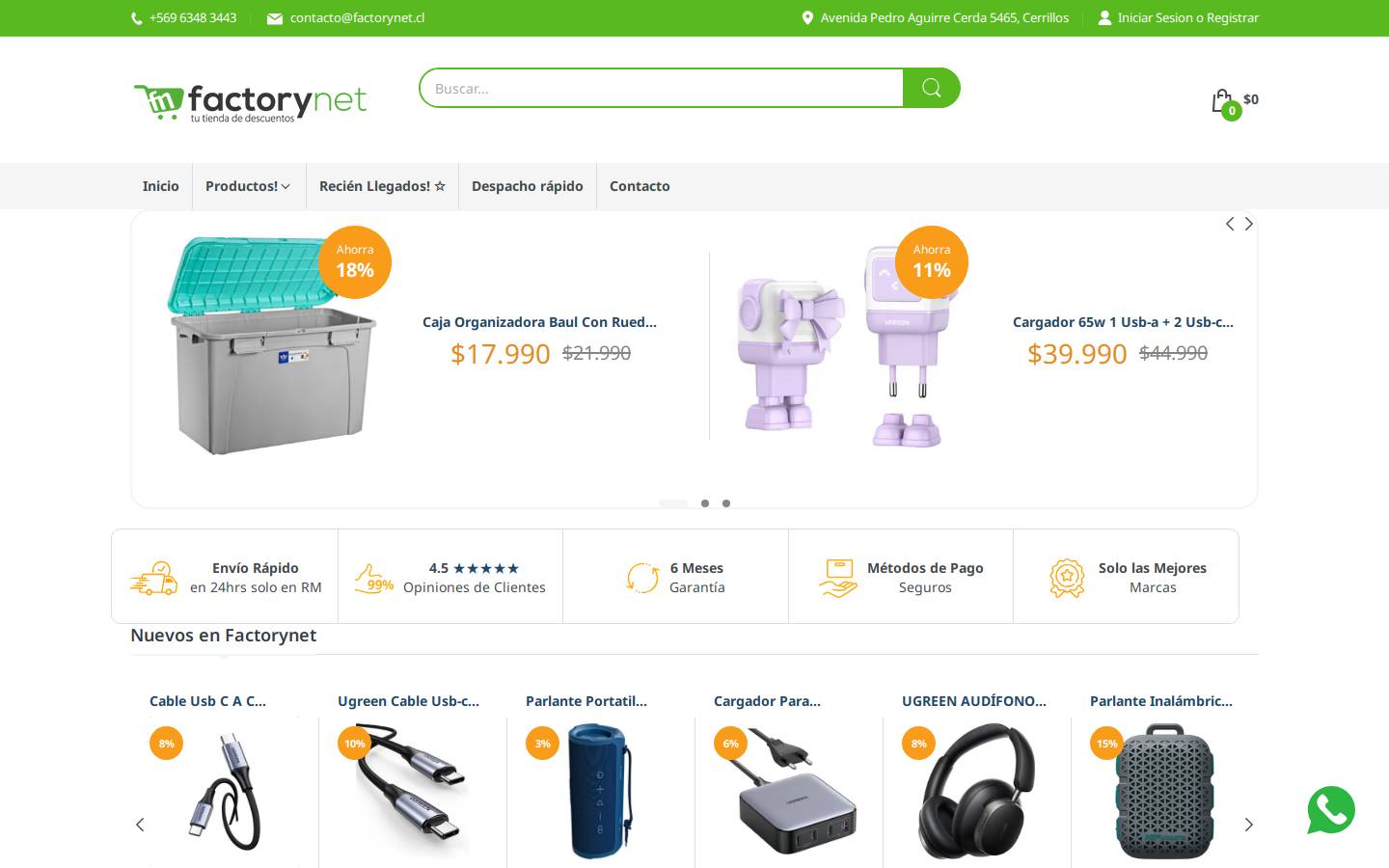factorynet.cl homepage screenshot