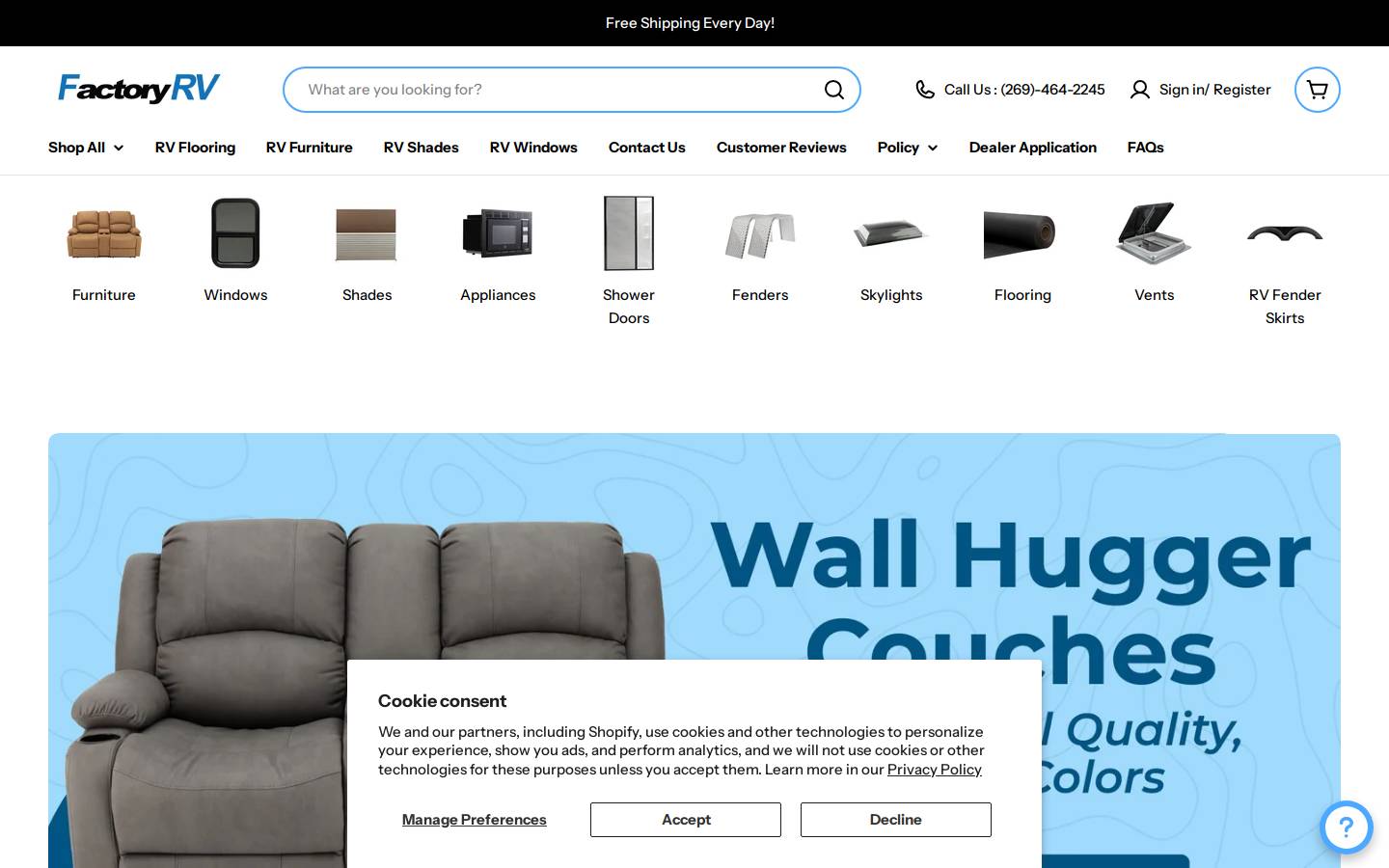 factoryrv.com homepage screenshot