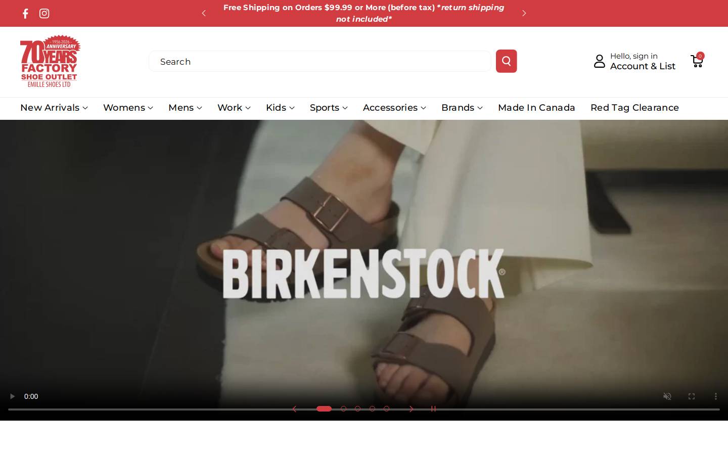 factoryshoeoutlet.ca homepage screenshot
