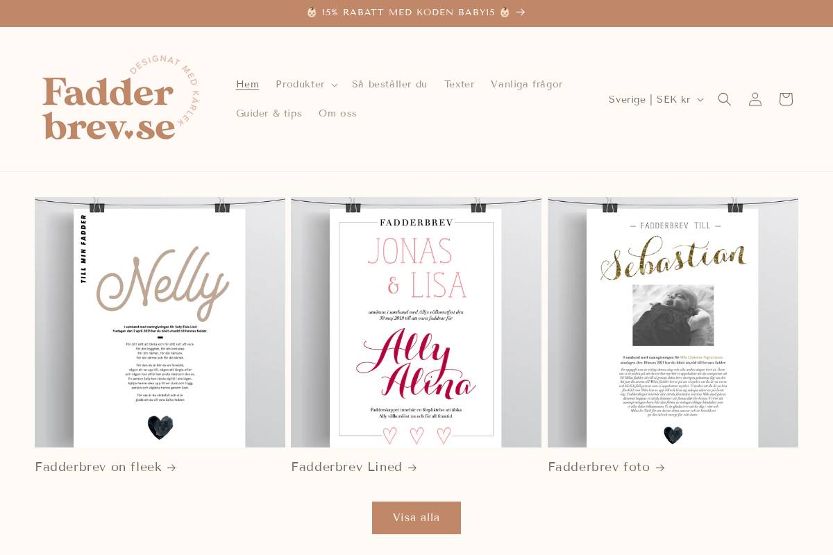 fadderbrev.se homepage screenshot