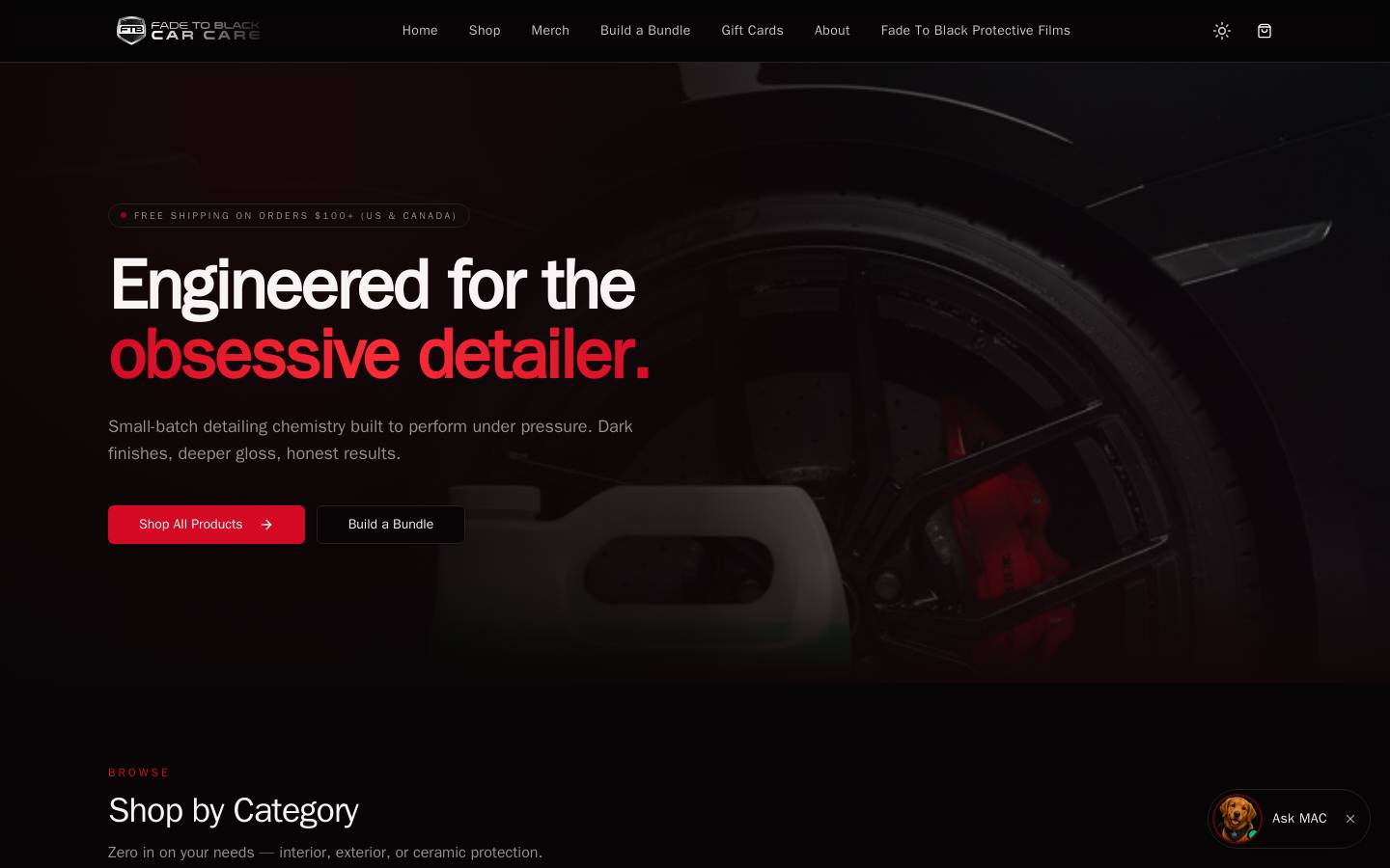 fadetoblackcarcare.com homepage screenshot
