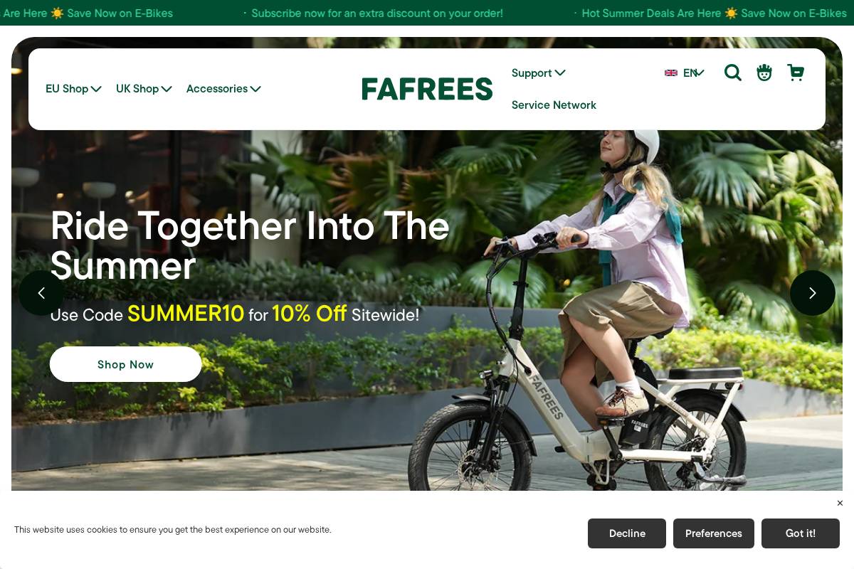 fafreesebike.com homepage screenshot
