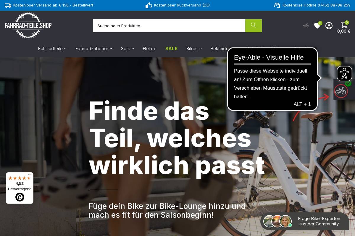 fahrrad-teile.shop homepage screenshot