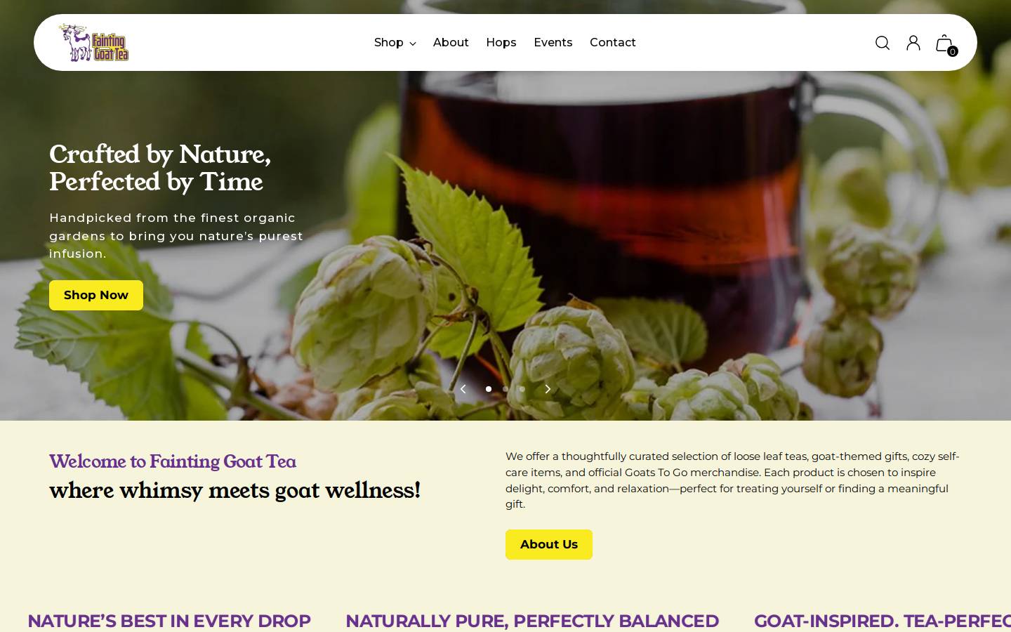 faintinggoattea.com homepage screenshot