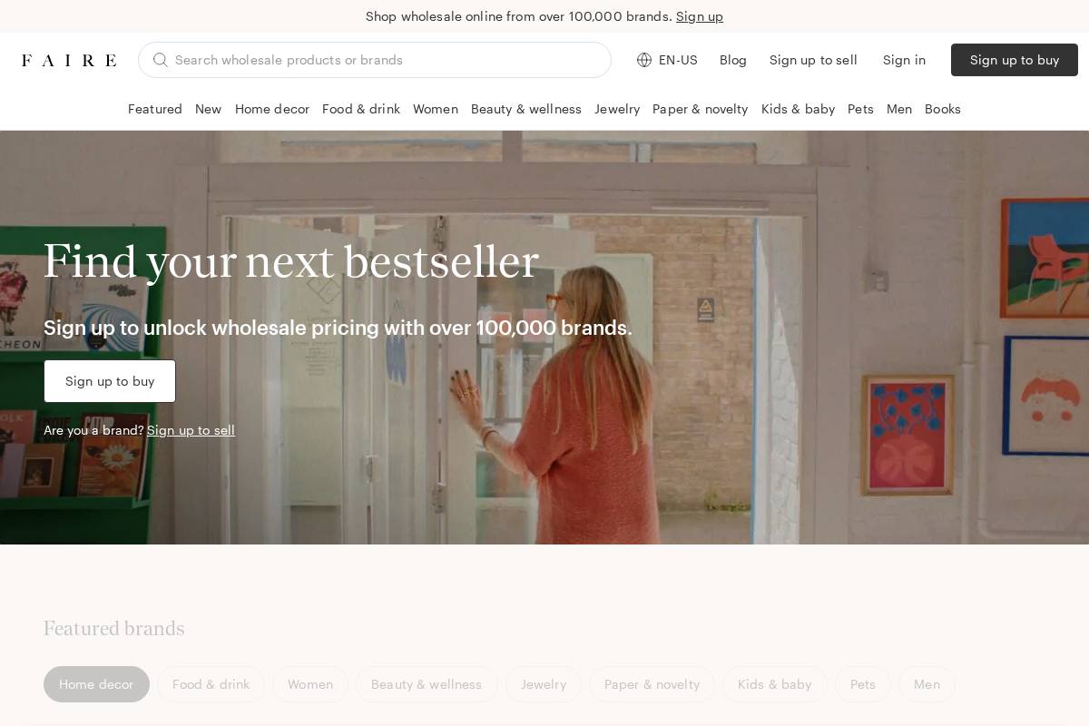 Faire homepage screenshot