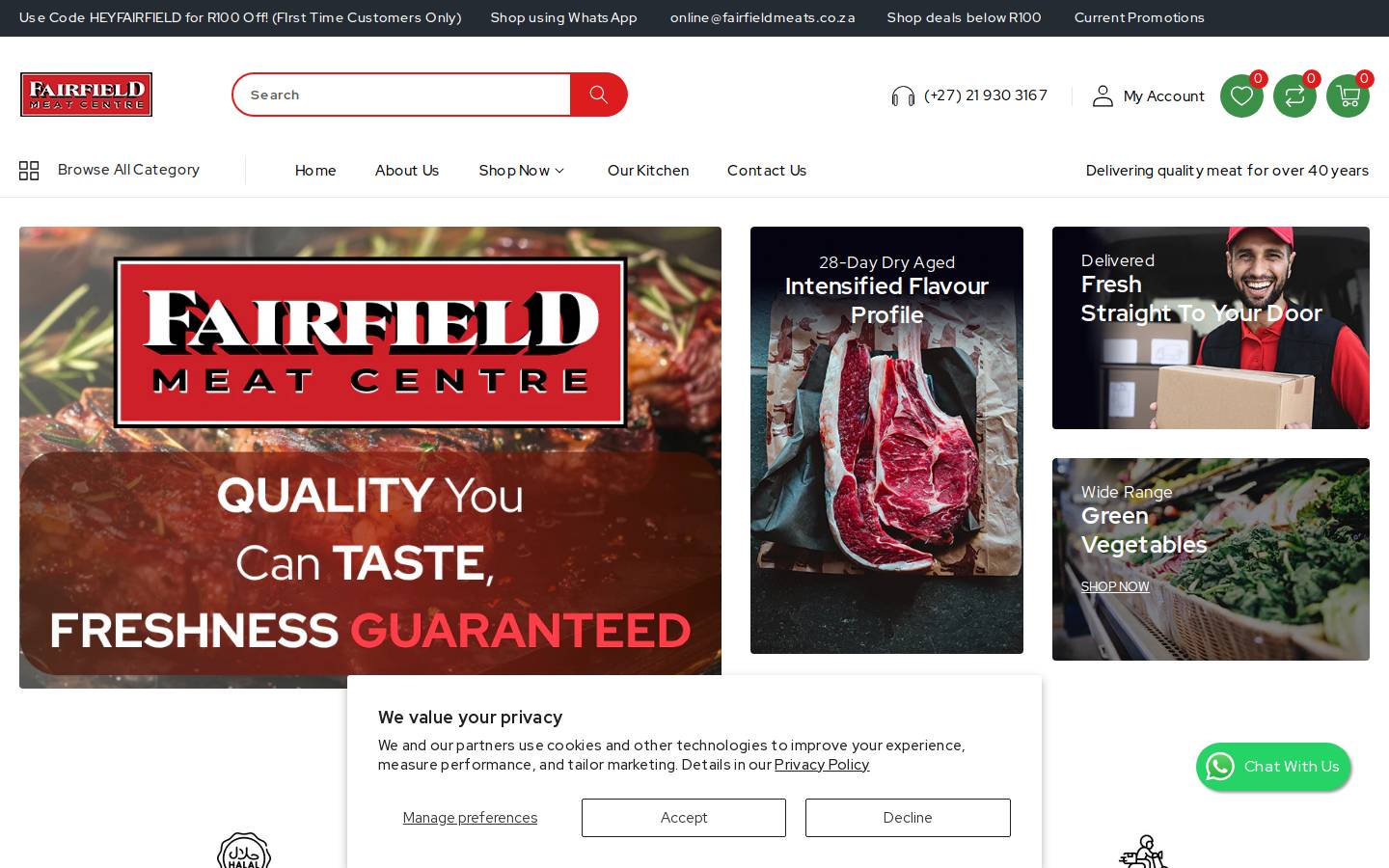 fairfieldmeats.co.za homepage screenshot