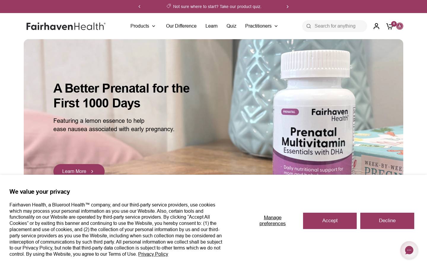 Fairhaven Health homepage screenshot