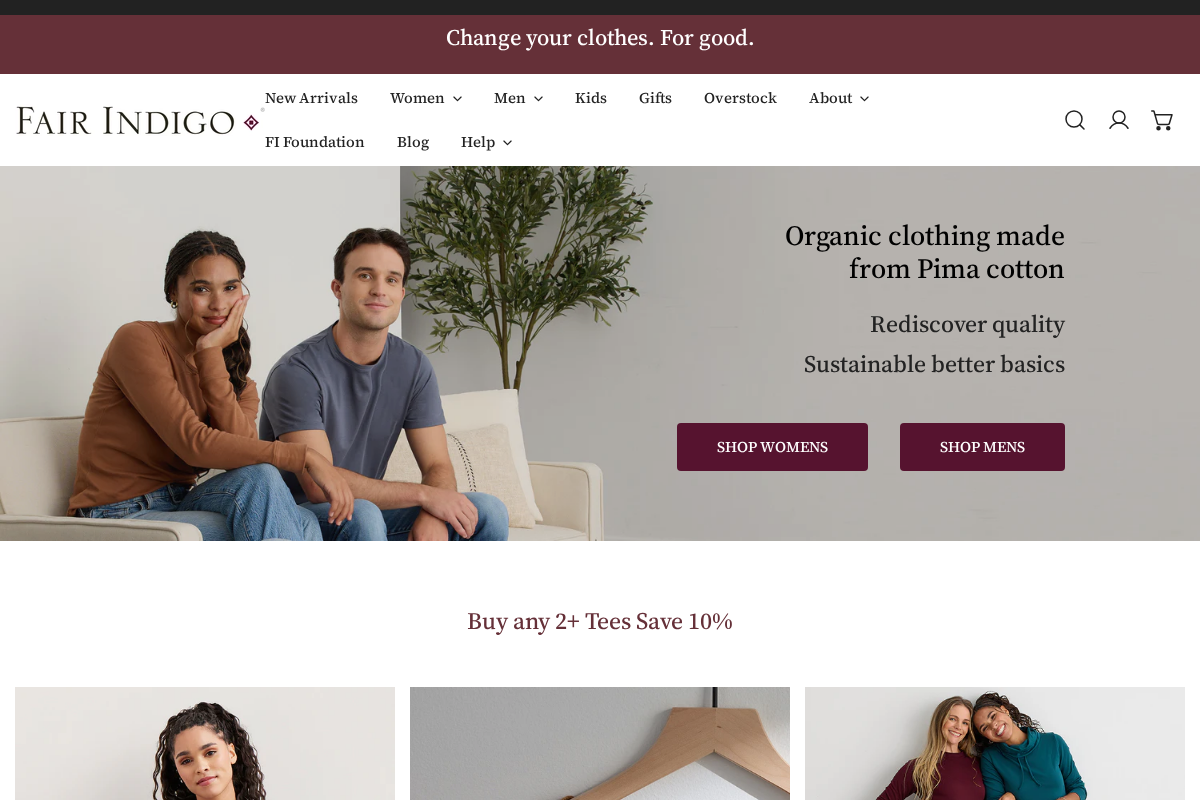Fair Indigo homepage screenshot