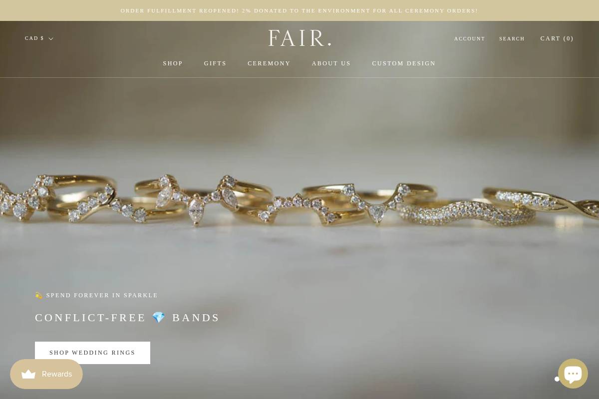 fairjewelry.ca homepage screenshot