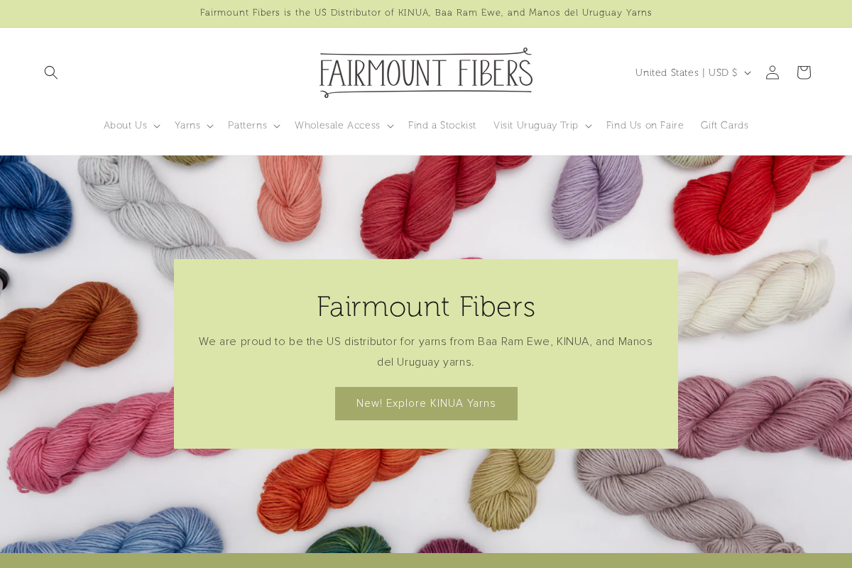 Fairmount Fibers homepage screenshot