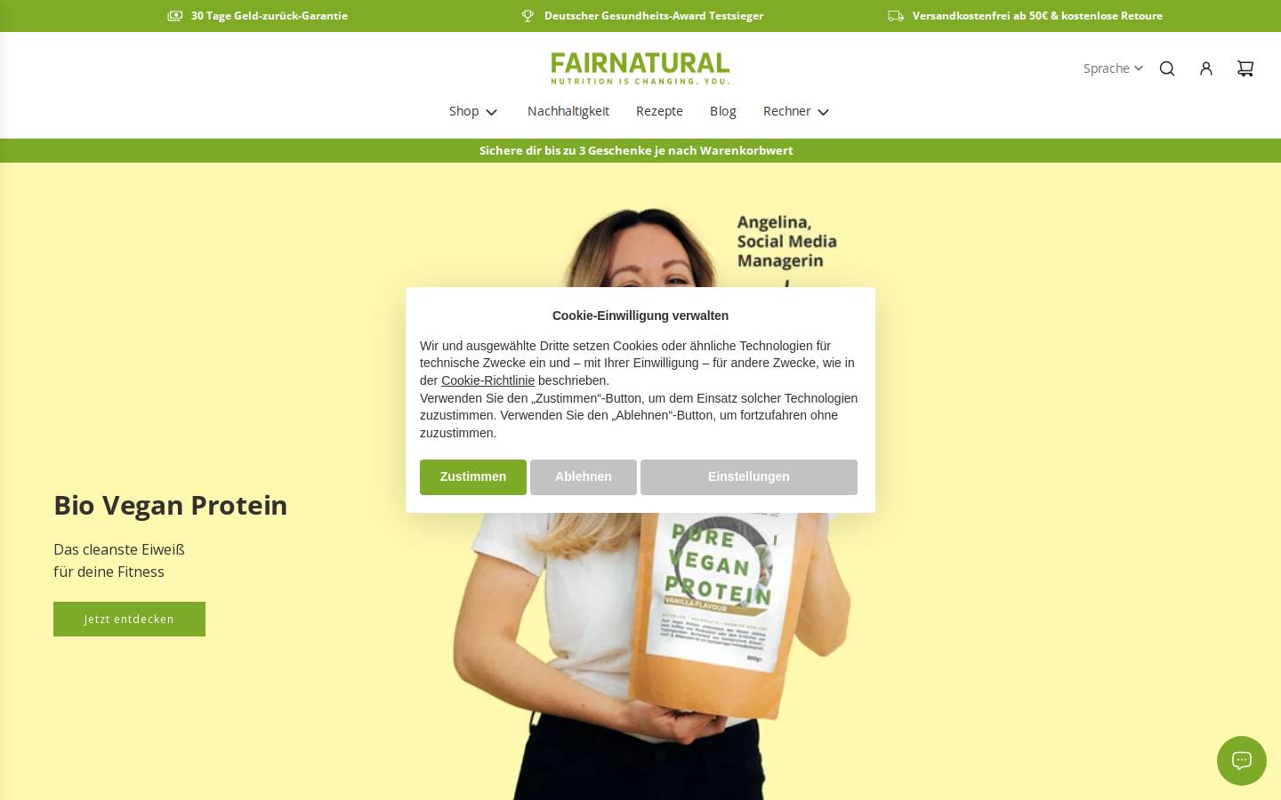 fairprotein.de homepage screenshot