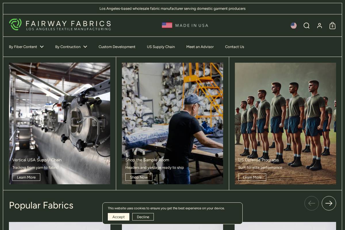 fairwayfabrics.com homepage screenshot