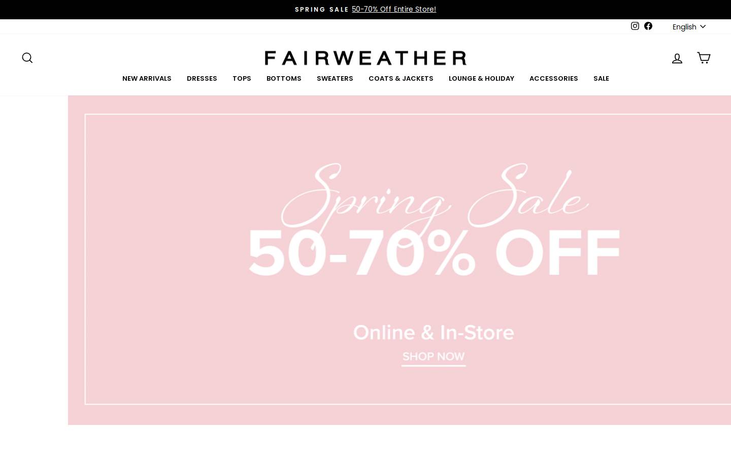 Fairweather Clothing homepage screenshot