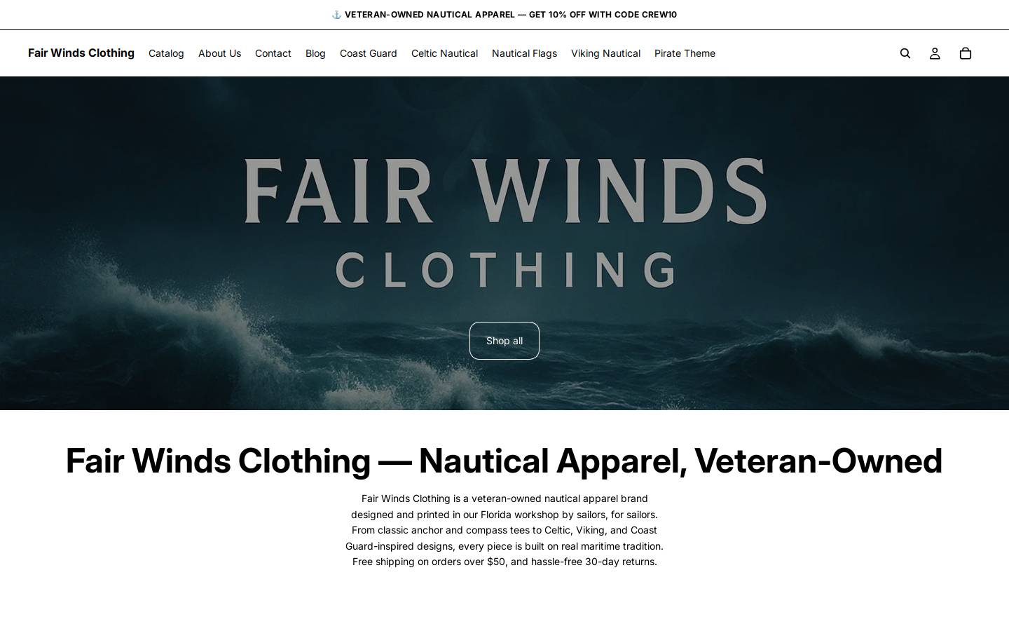 fairwindsclothing.com homepage screenshot