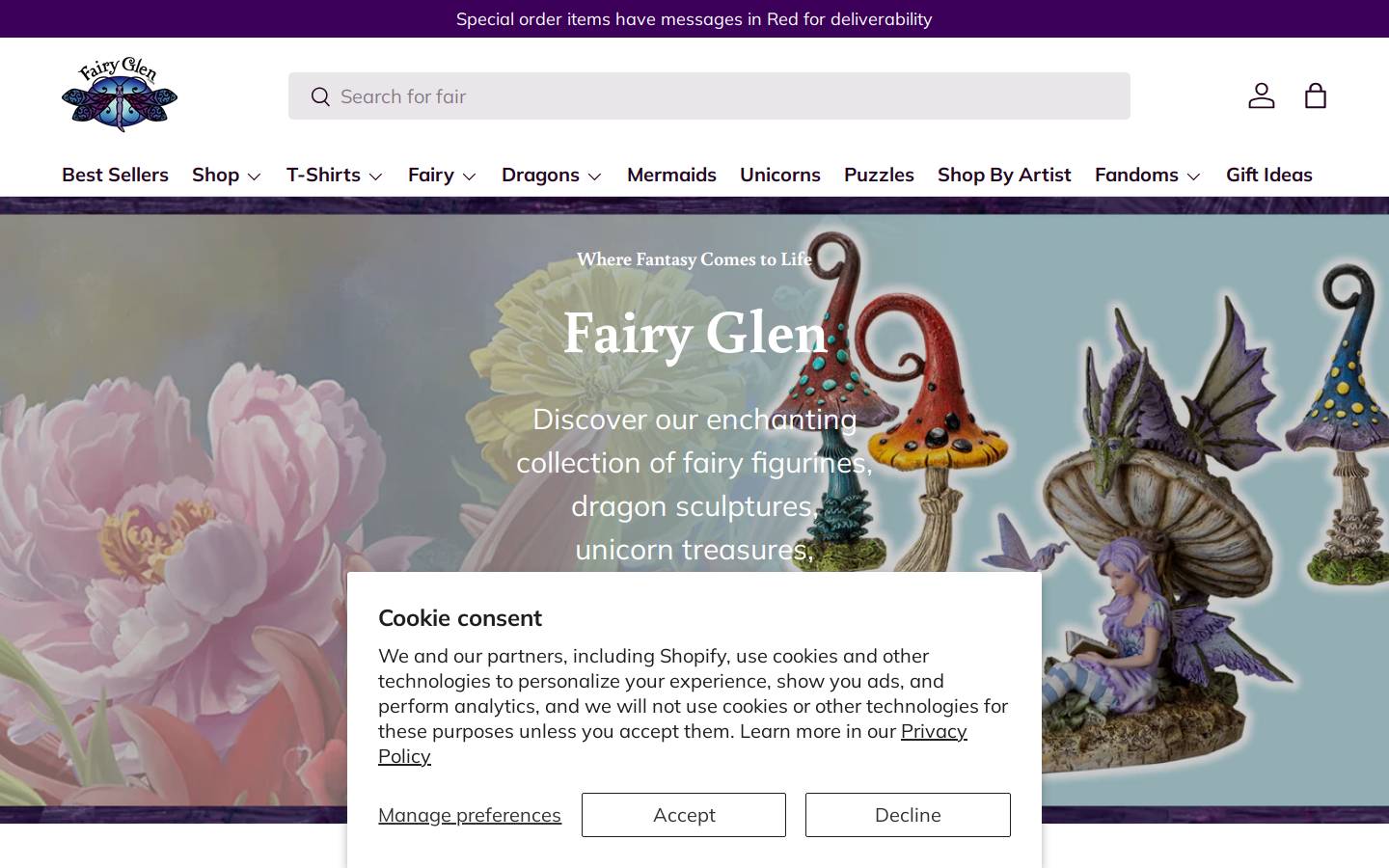 fairyglen.com homepage screenshot