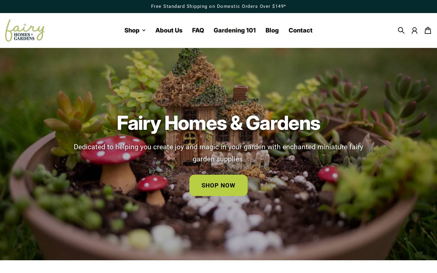 fairyhomesandgardens.com homepage screenshot