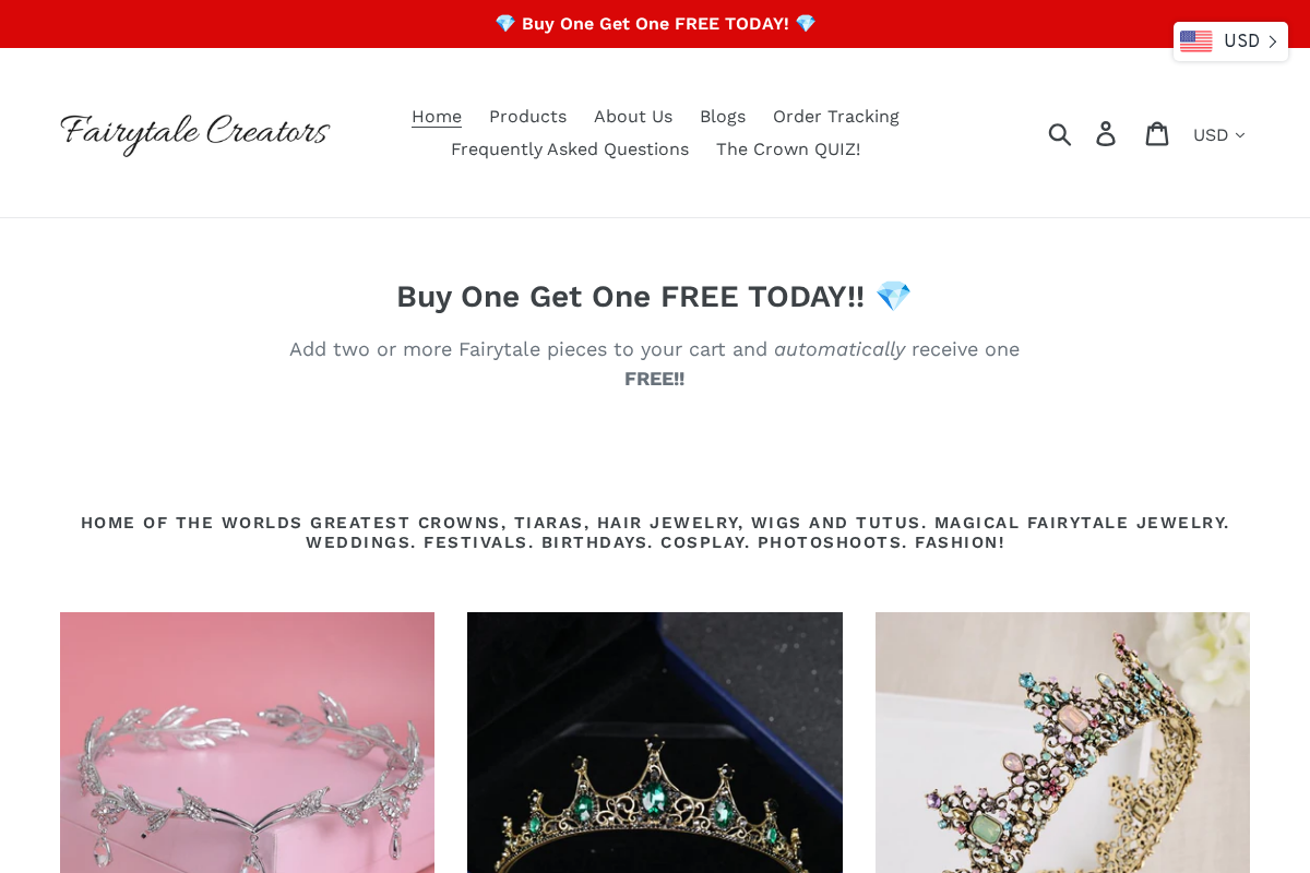 Fairytalecreators homepage screenshot