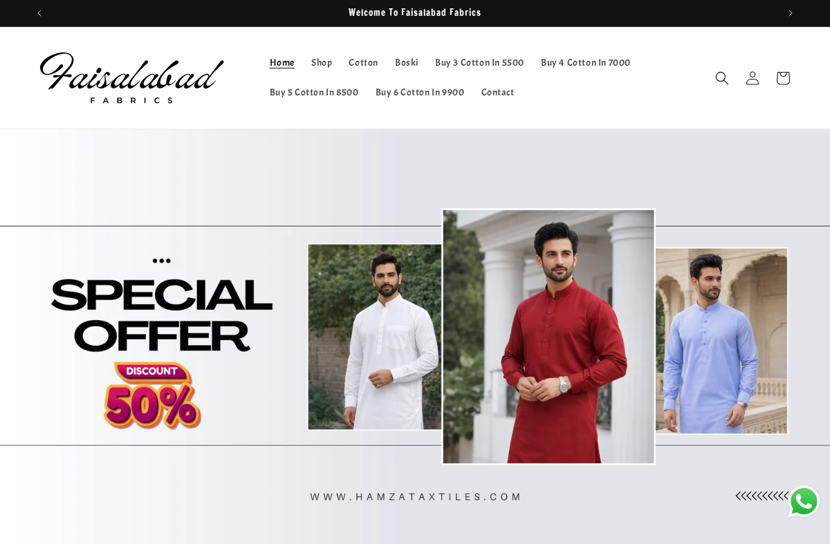Faisalabad Fabrics homepage screenshot