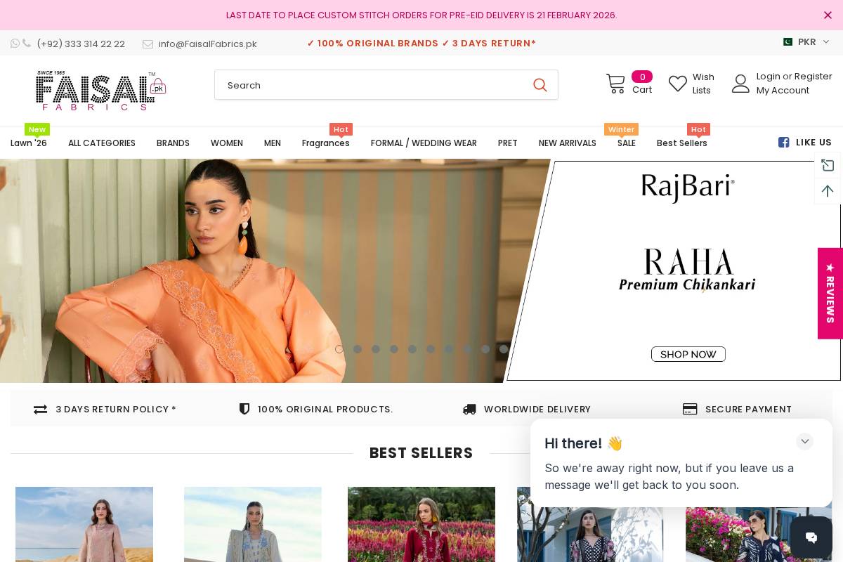 Faisal Fabrics homepage screenshot
