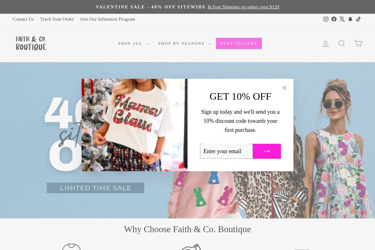 faithandcoboutique.com homepage screenshot